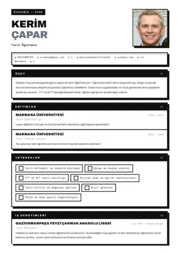 Tarih Öğretmeni Cv Örnekleri cv indir